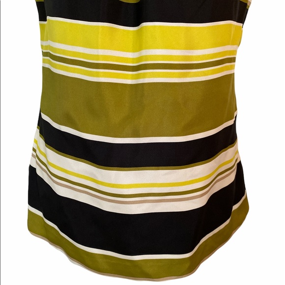 Milly Silk Striped Olive Green Yellow Black Halter Tank Top w/ Gold Chain - 4 - Picture 5 of 12
